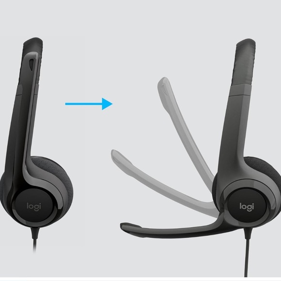 Black Logitech H390 Wired Headset for PC/Laptop w/ microphone - Picture 3 of 4